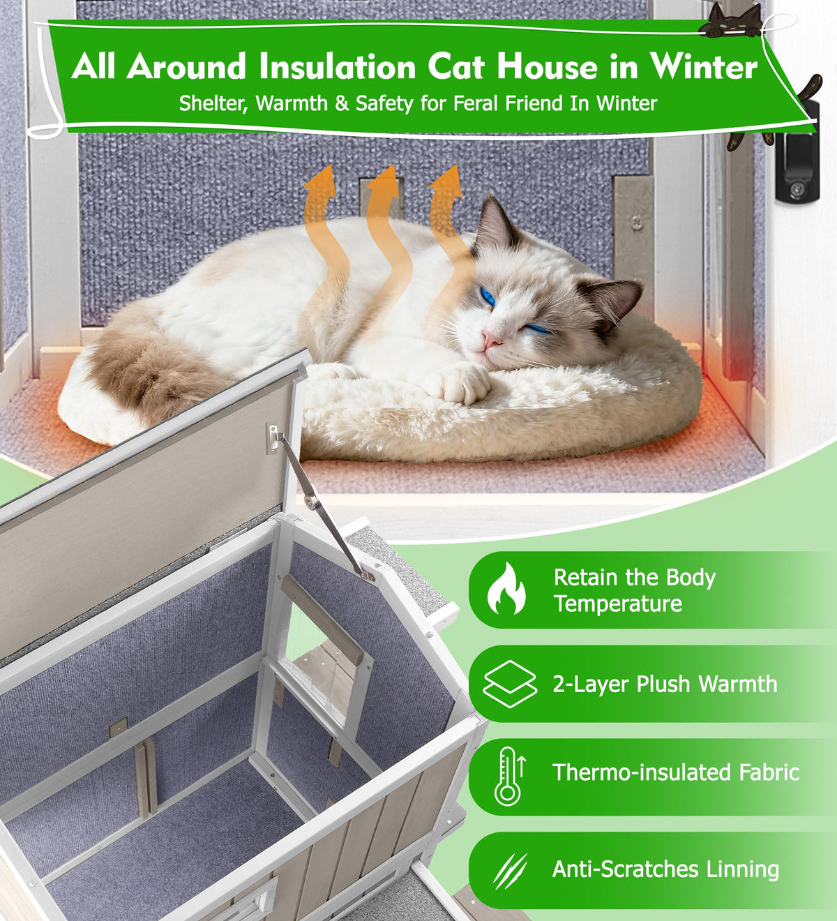 Weatherproof 2 Story Wooden Cat House X16177