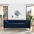 84" Navy Blue Tufted Velvet Sofa D4809