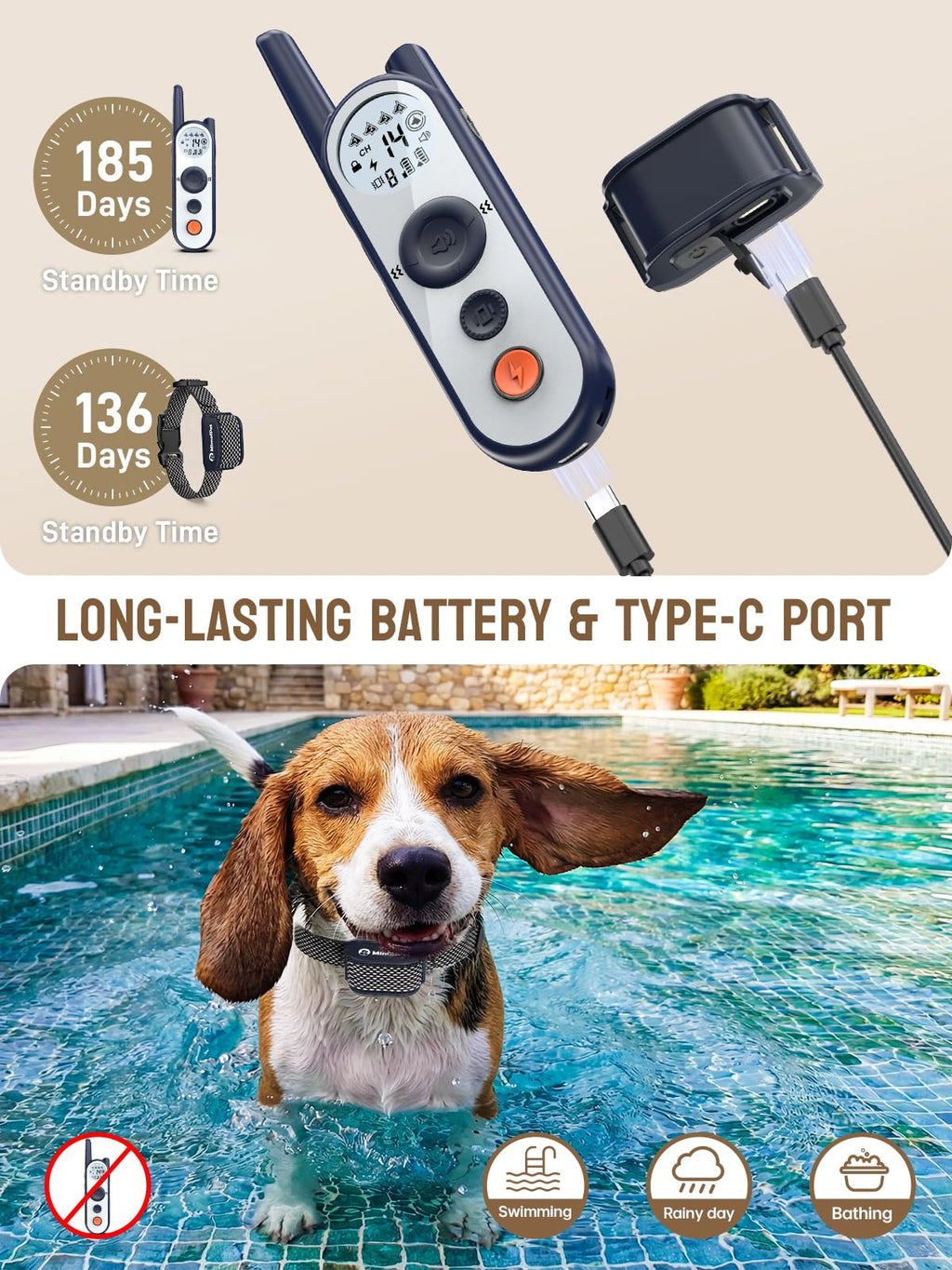 Wireless Dog Fence System, 3500ft Adjustable Waterproof Rechargeable Training Collar R219341