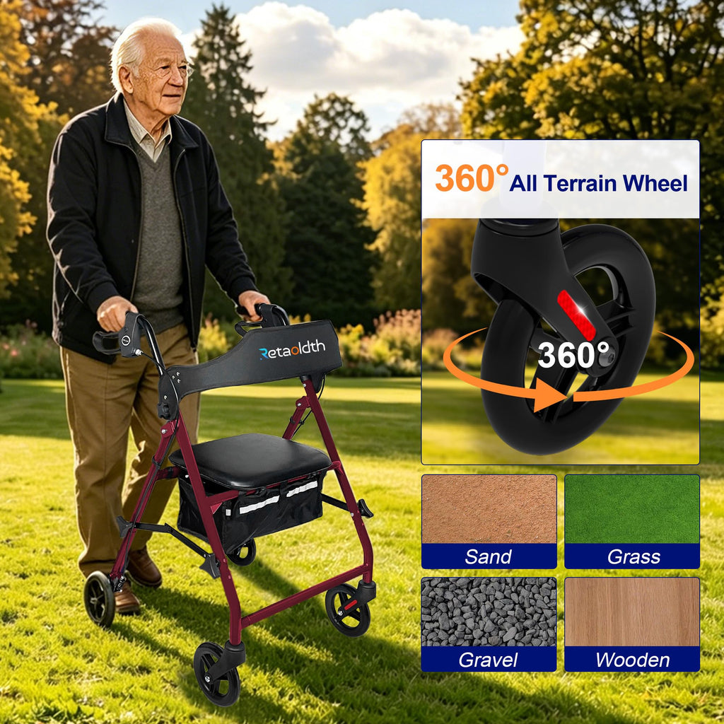 Foldable Rollator Walker with Seat V2882