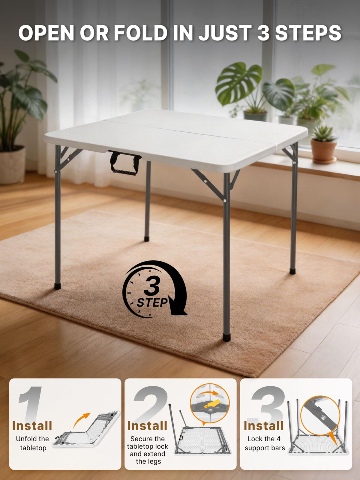 34" White Folding Card Table U895