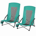 Portable Folding Camping Chair with Cup Holder, Set of 2, Green L190