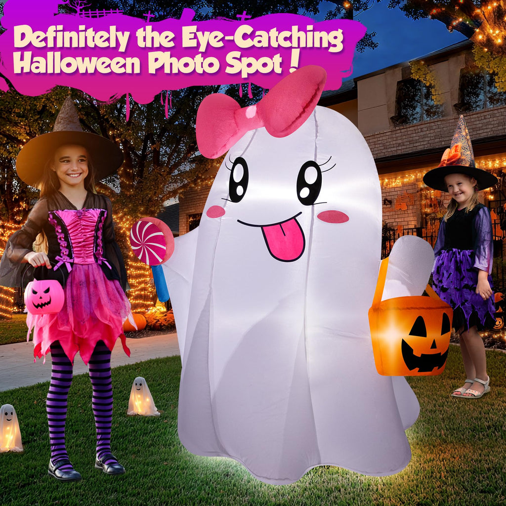 5FT Halloween Inflatables Ghost with Built-in LED Lights I55315