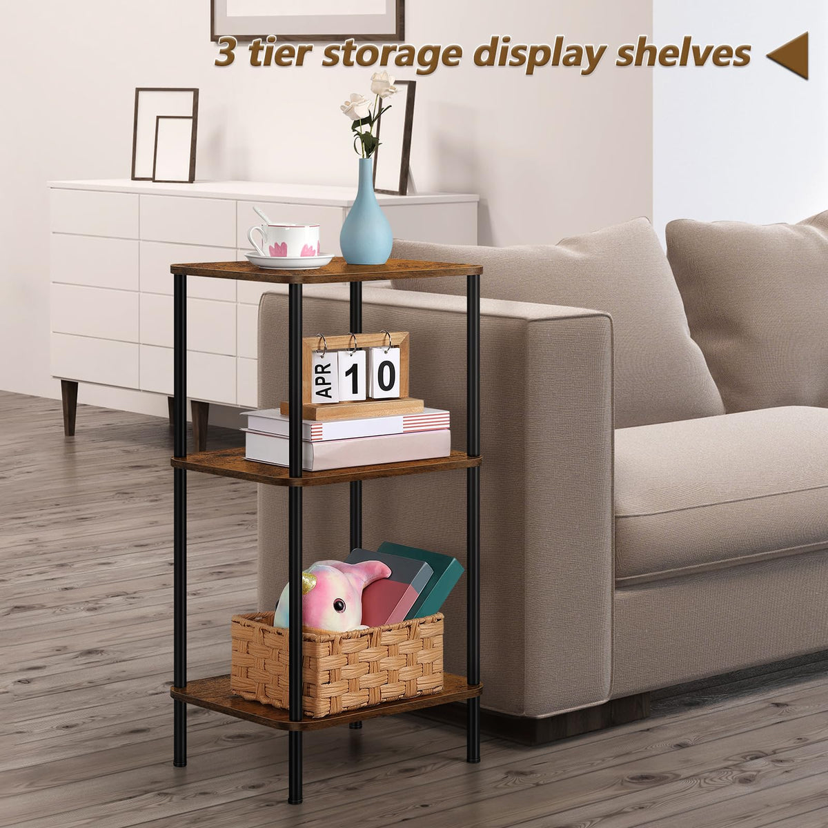 3 Tier Rustic Brown End Table Z895