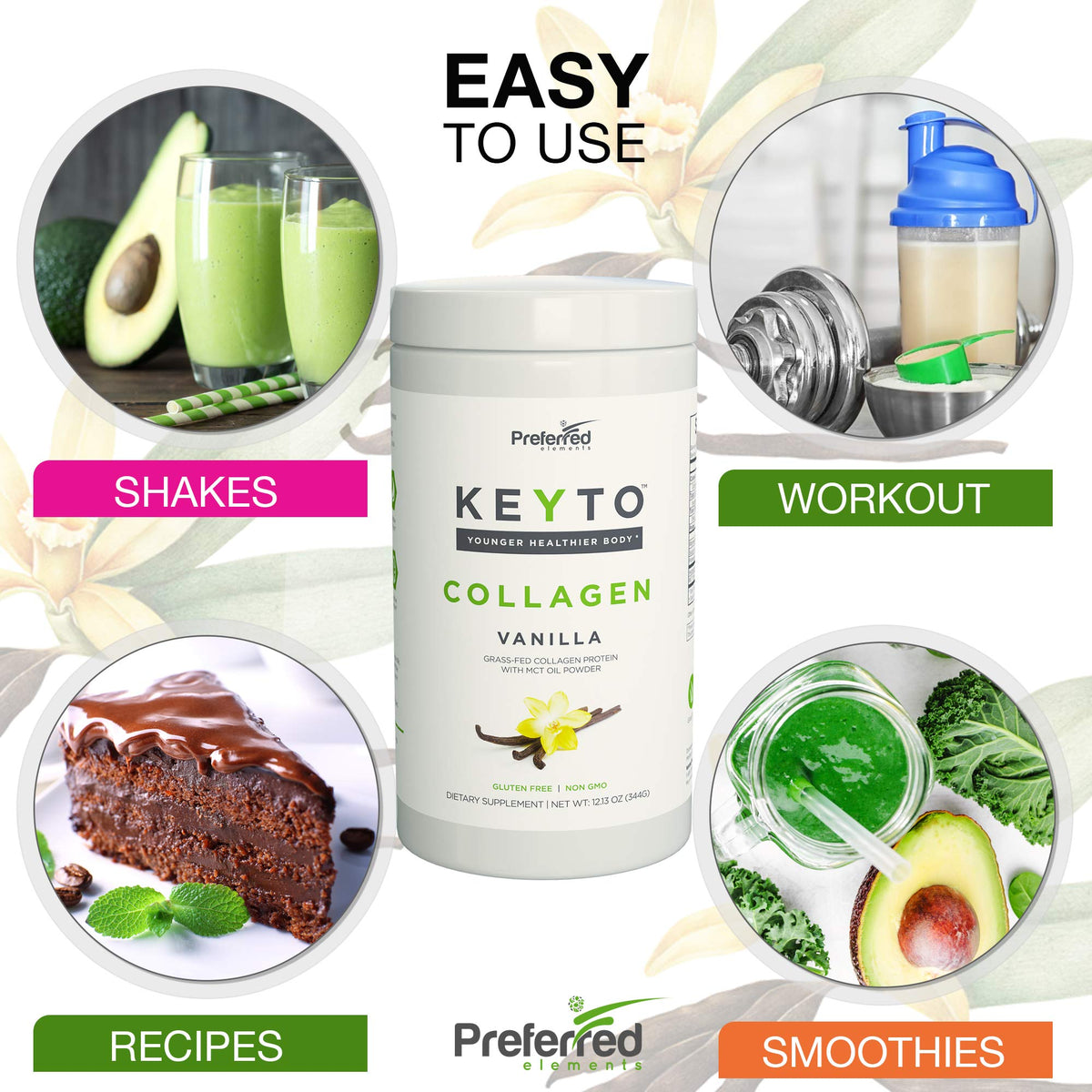 Keto Collagen Protein with MCT Oil Powder Vanilla M3743
