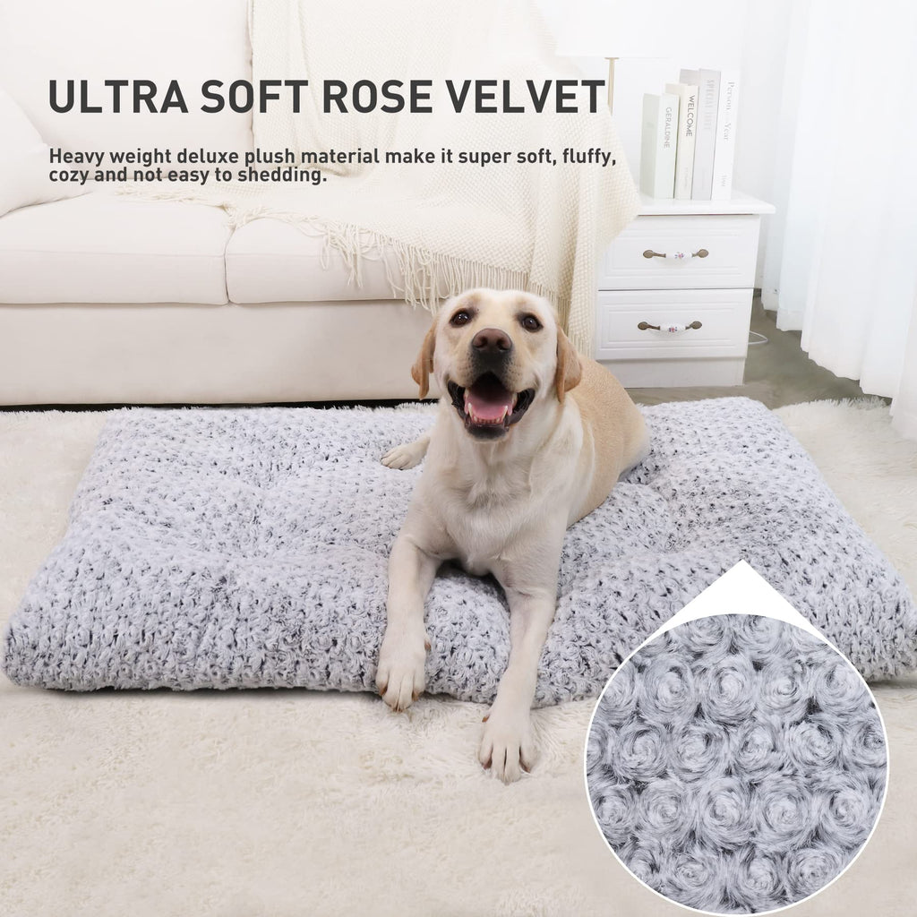 Washable Plush Dog Bed Medium 35"x23" Gray H824720