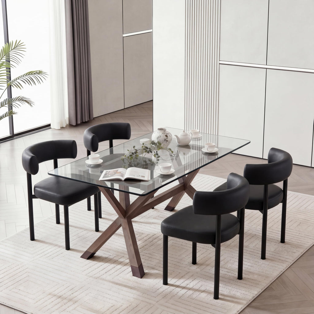 Black Faux Leather Dining Chairs Set of 4 U3270