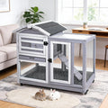 Wooden Rabbit Hutch with Waterproof Roof C169418