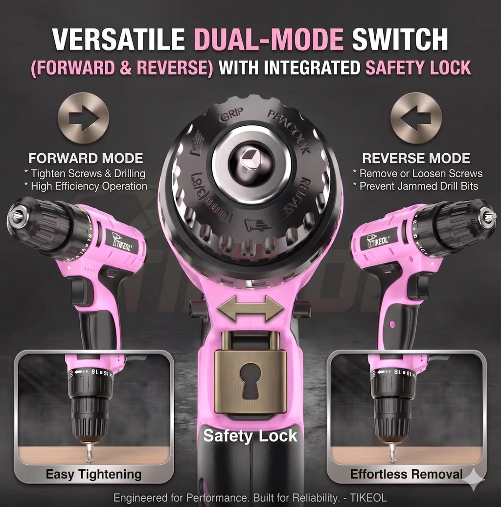 20V Cordless Pink Drill Set with Battery & Charger Q3859
