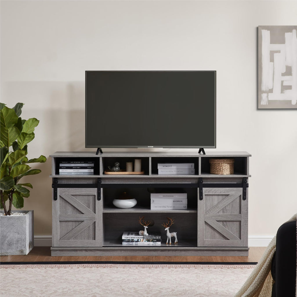 Grey Sliding Barn Door TV Stand P8980