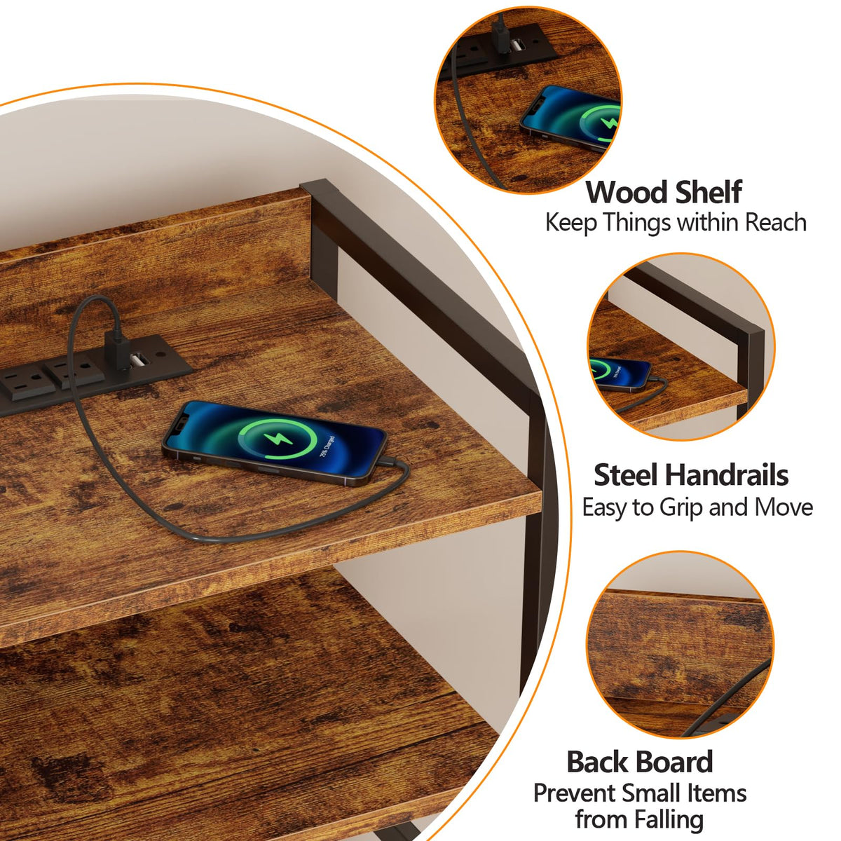 4 Drawer Night Stand with Charging Station C592