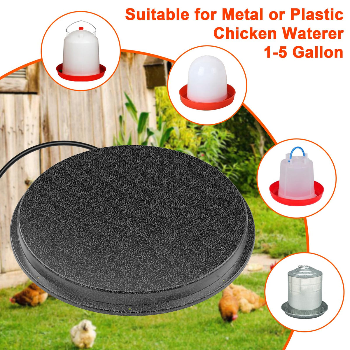 Metal Chicken Water Heater with Thermostat M375