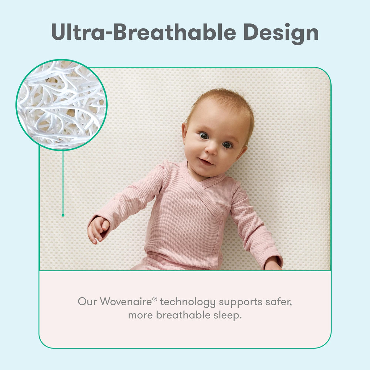 White Breathable Washable Crib Mattress M219
