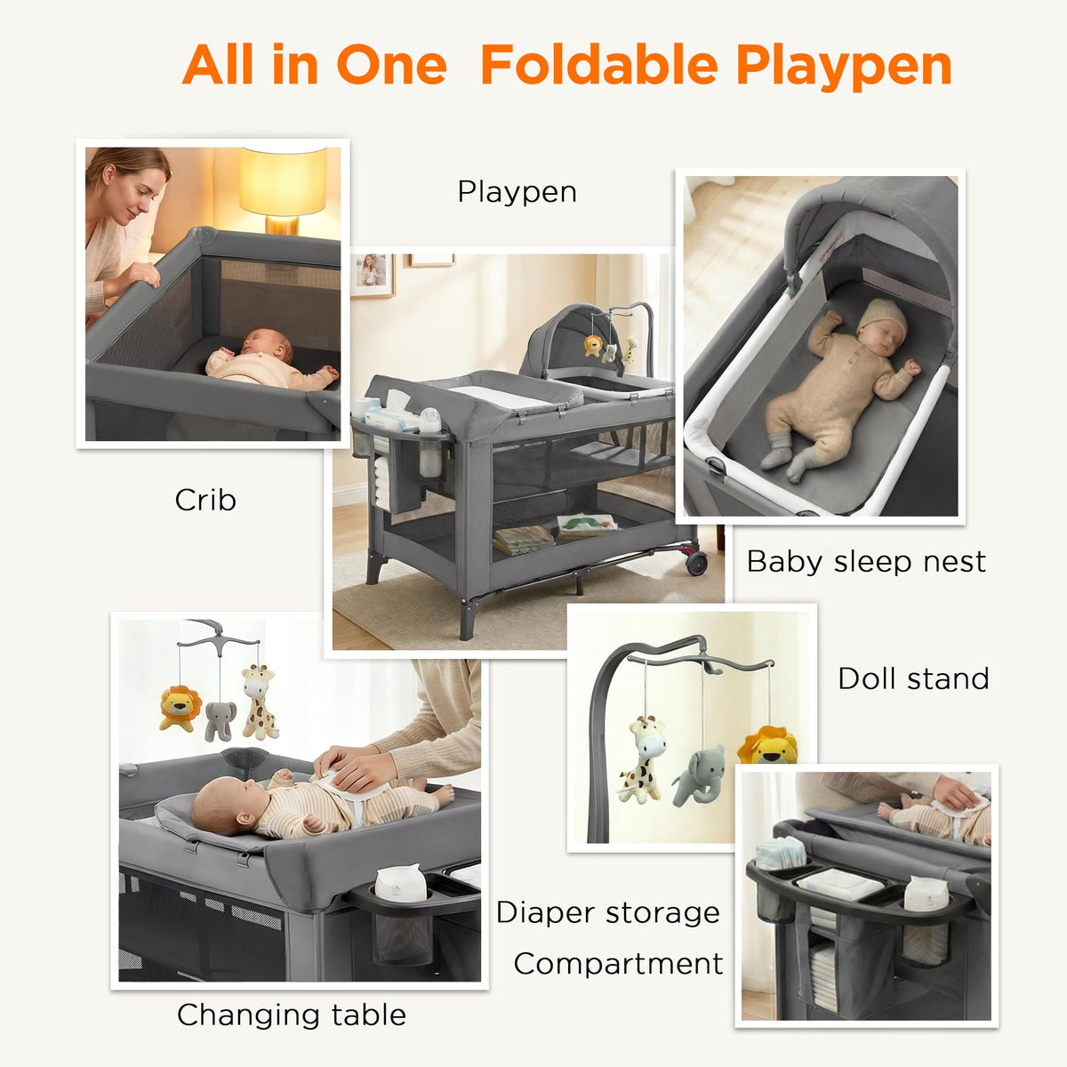 4 in 1 Baby Pack and Play with Bassinet G34704
