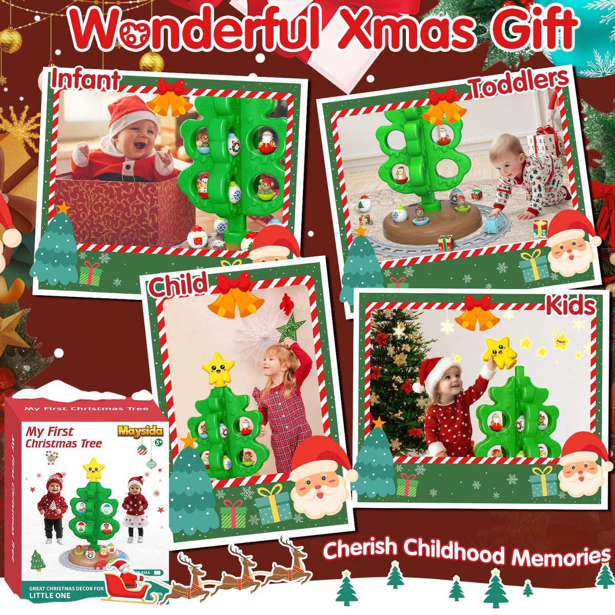 Colorful Plastic Finger Puppets Christmas Tree S6573