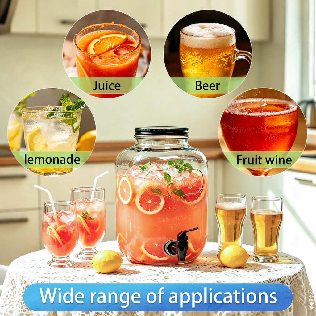 2 Pack 1.5 Gallon Glass Beverage Dispenser with Stand K5370