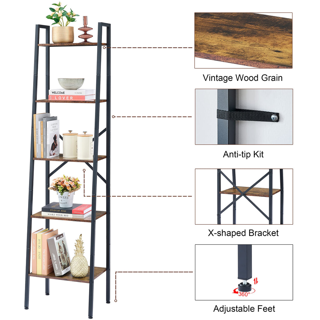 5-Tier Metal Ladder Bookshelf N79949