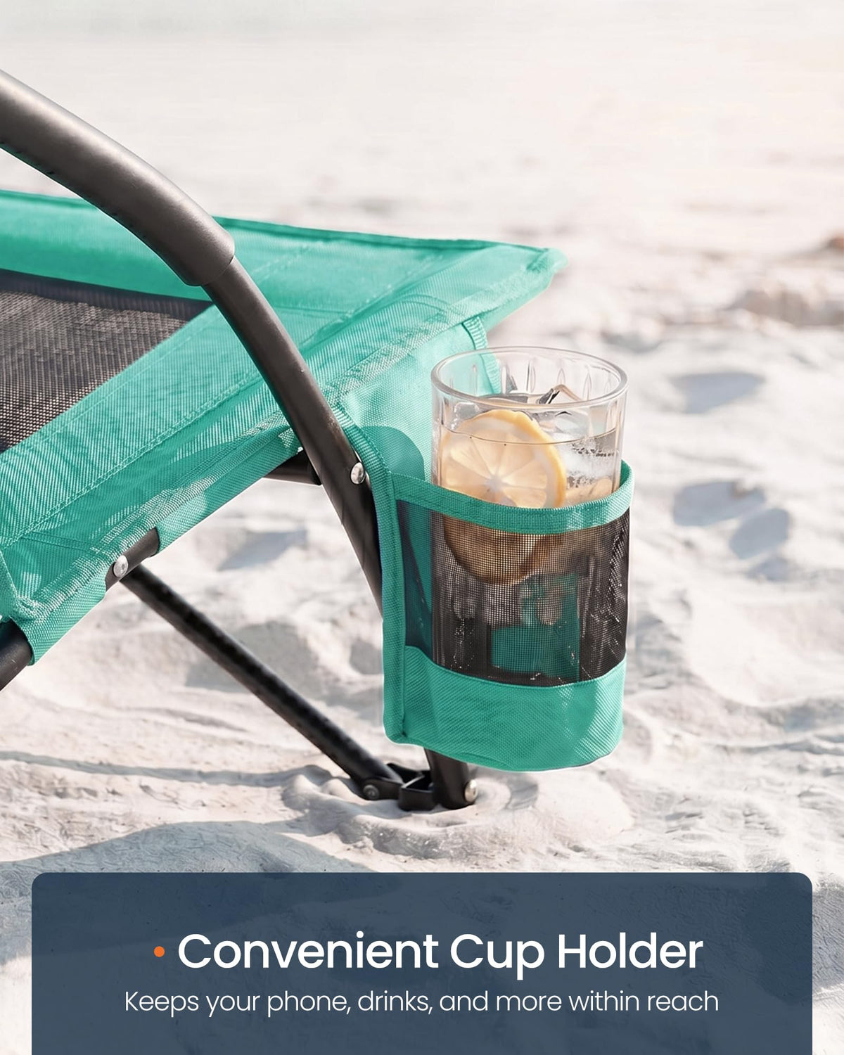 Portable Folding Camping Chair with Cup Holder, Set of 2, Green L190