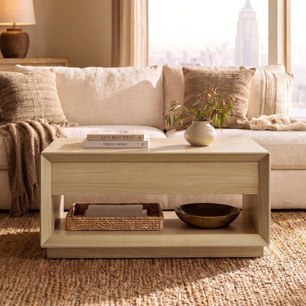 35" Lift Top Wood Coffee Table with Storage H1211