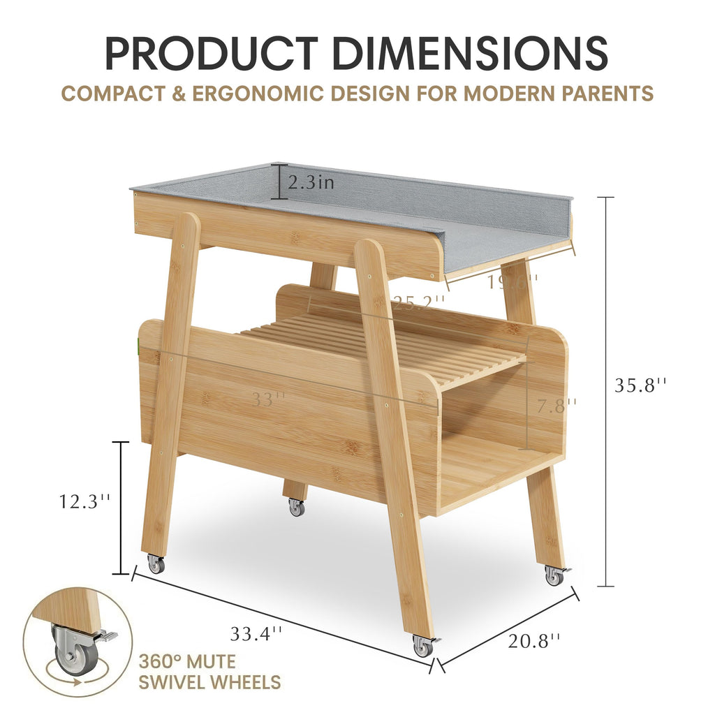 Flat Top Diaper Changing Station with Wheels and Changing Pad B768522