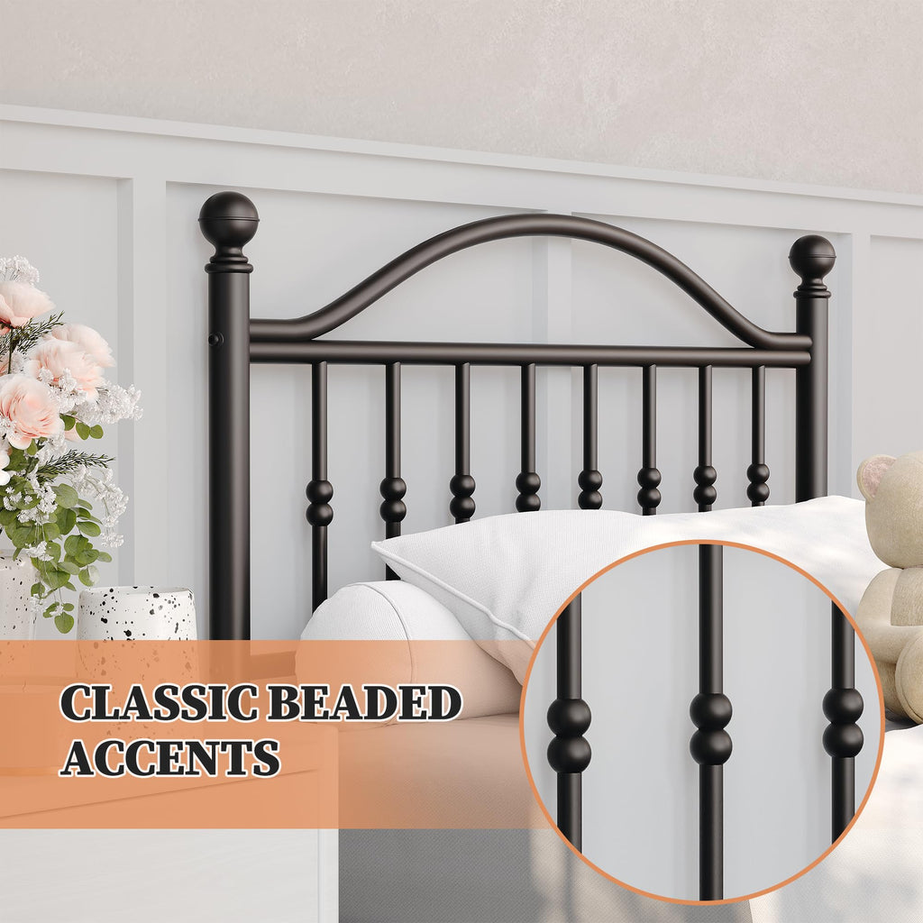 Twin Size Metal Platform Bed Frame with Headboard & Footboard X8711