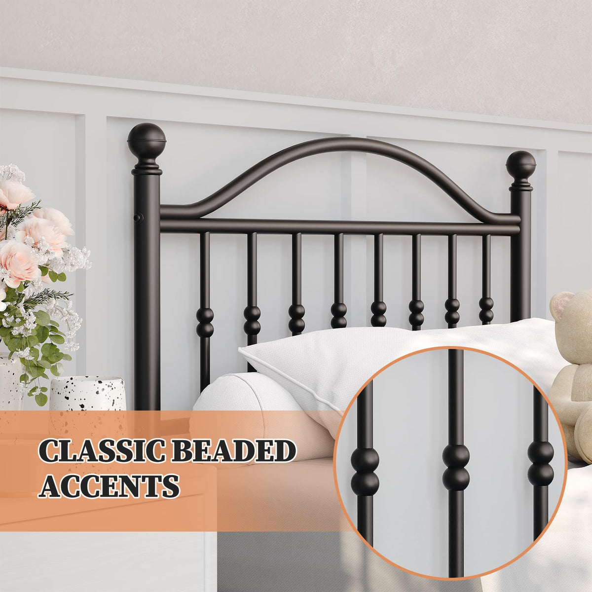 Twin Size Metal Platform Bed Frame with Headboard & Footboard X8711