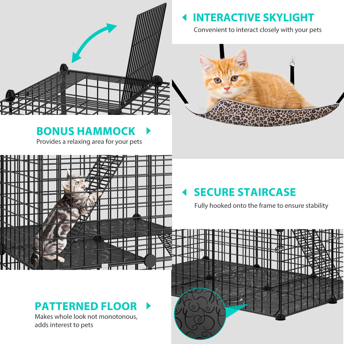 4-Tier Cat Cage Indoor Enclosure Metal Playpen with Hammock U189