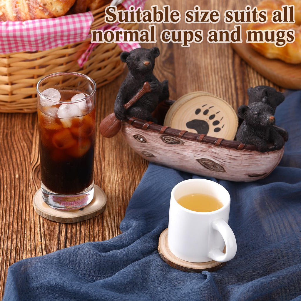 Black Bear Coaster Set with Canoe Holder P544