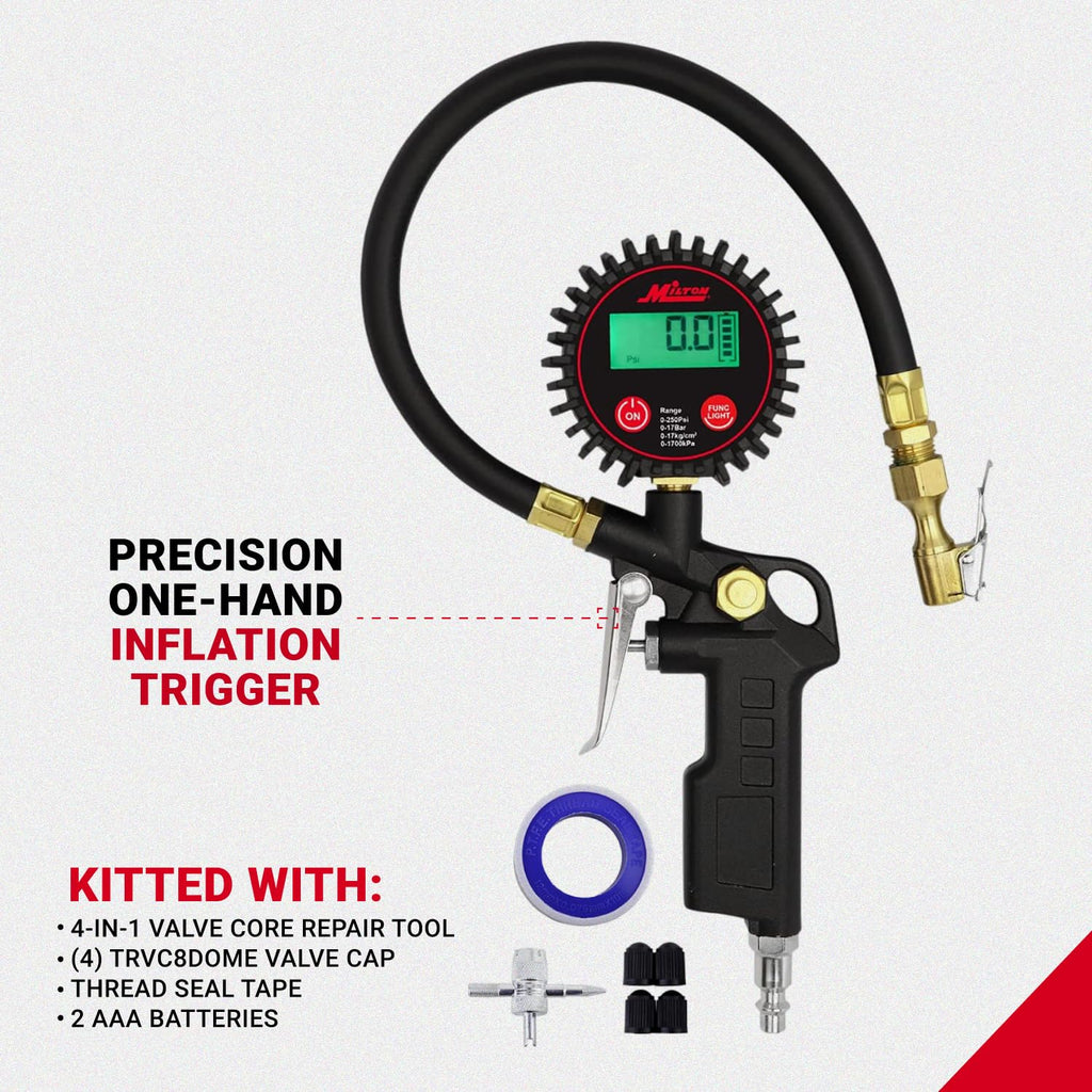 Digital Tire Inflator with Pressure Gauge and 14” Rubber Air Hose H9460