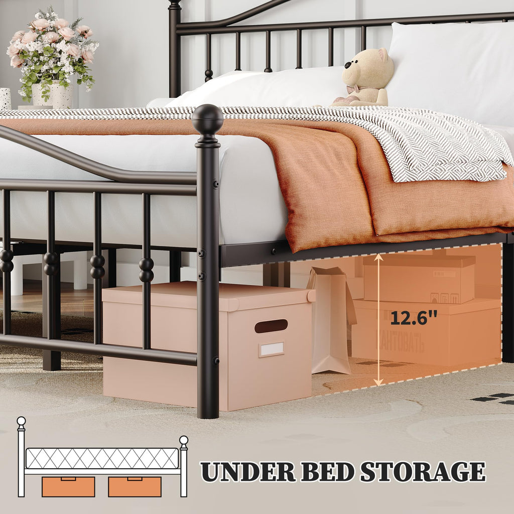 Twin Size Metal Platform Bed Frame with Headboard & Footboard X8711
