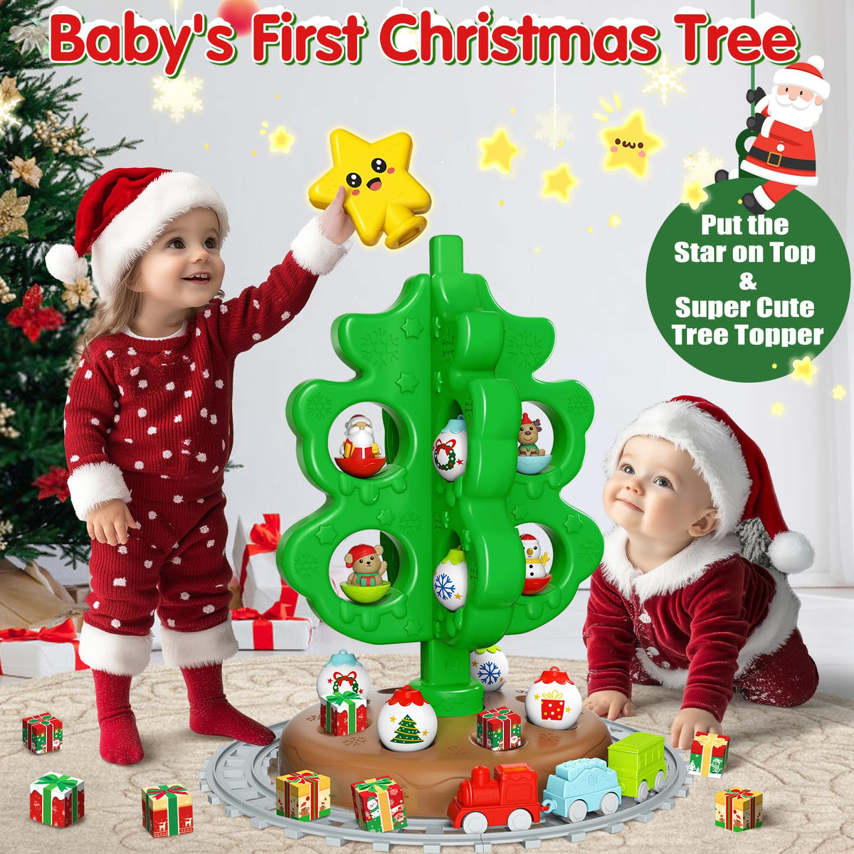 Colorful Plastic Finger Puppets Christmas Tree S6573