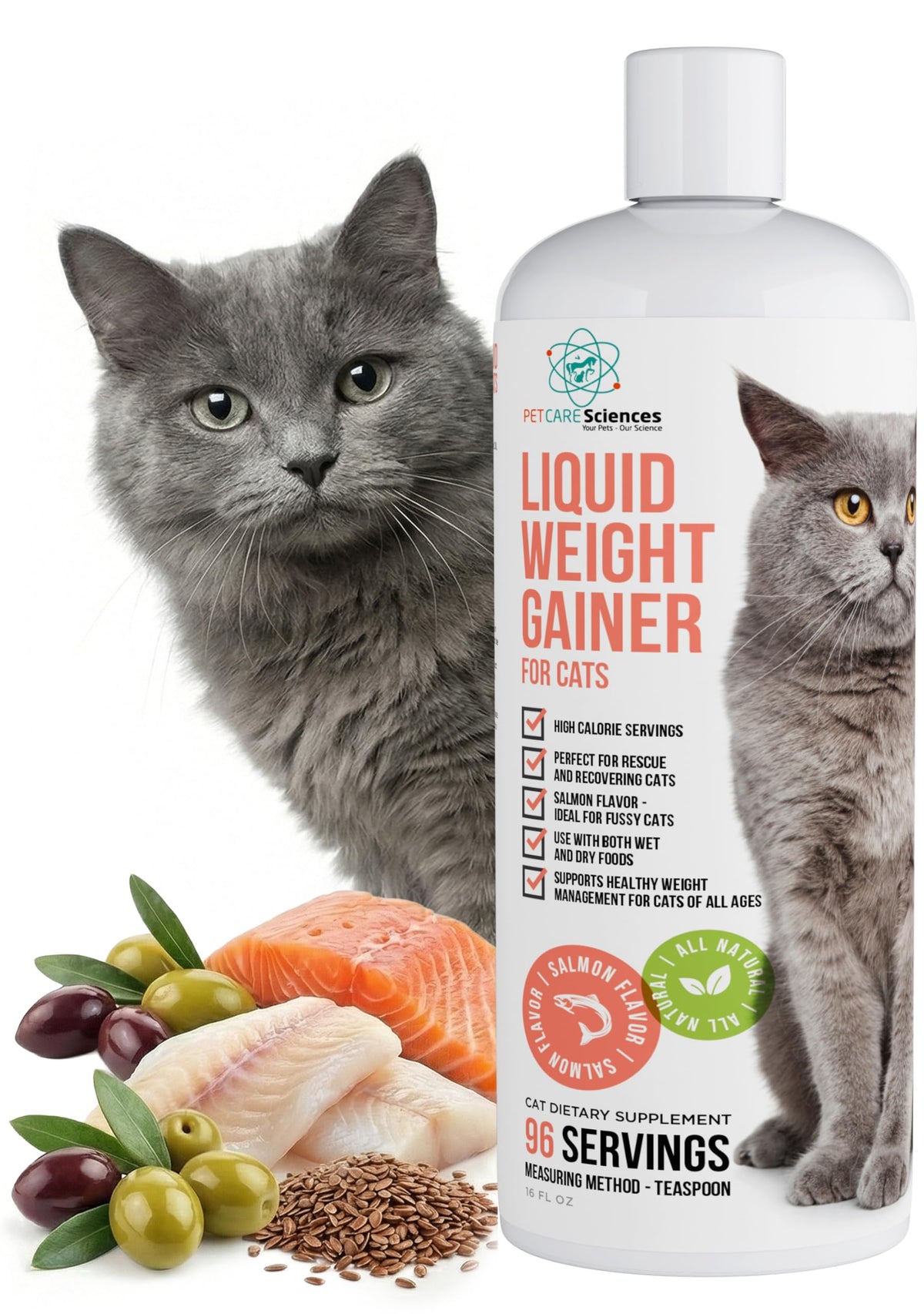 High Calorie Cat Weight Gainer Supplement Salmon Flavor 16oz Q26441