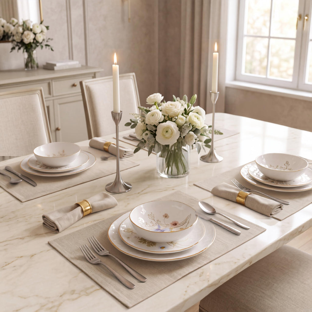 12-Piece Glossy White Porcelain Dinnerware Set for 4 U80457