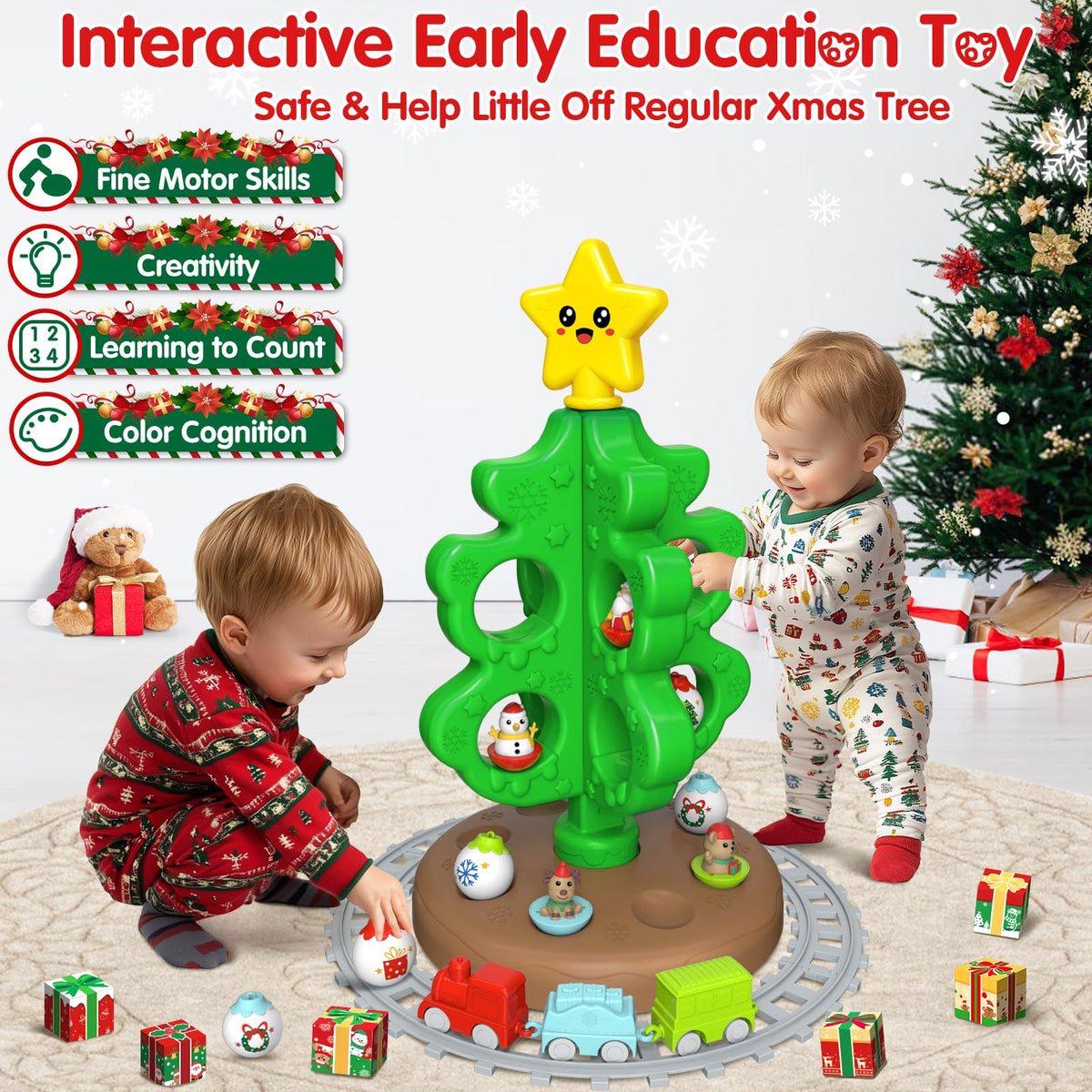 Colorful Plastic Finger Puppets Christmas Tree S6573