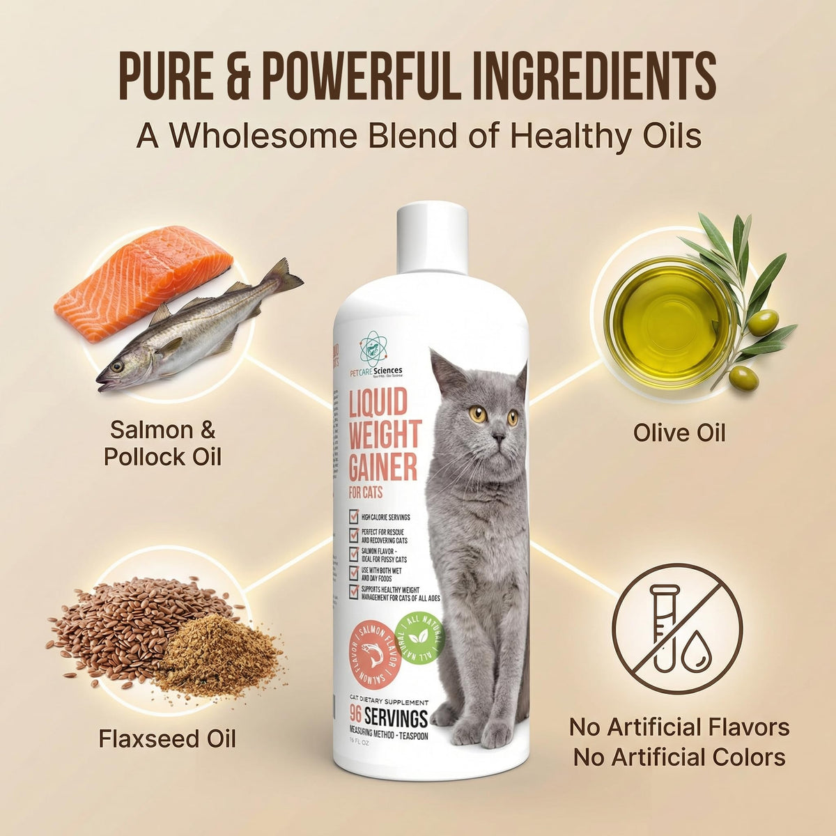 High Calorie Cat Weight Gainer Supplement Salmon Flavor 16oz Q26441