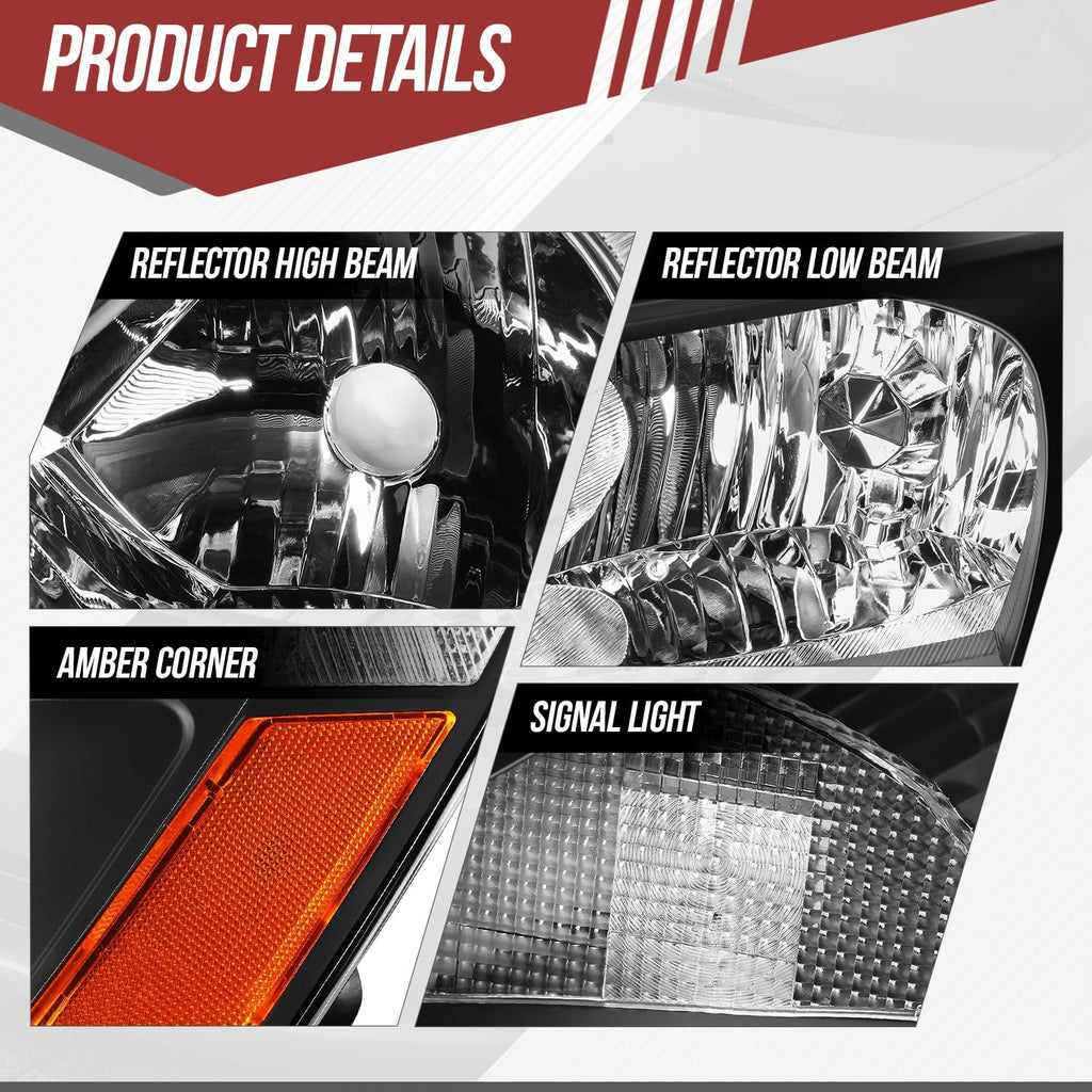 Black Housing Amber Corner Headlight Assembly Set P960900
