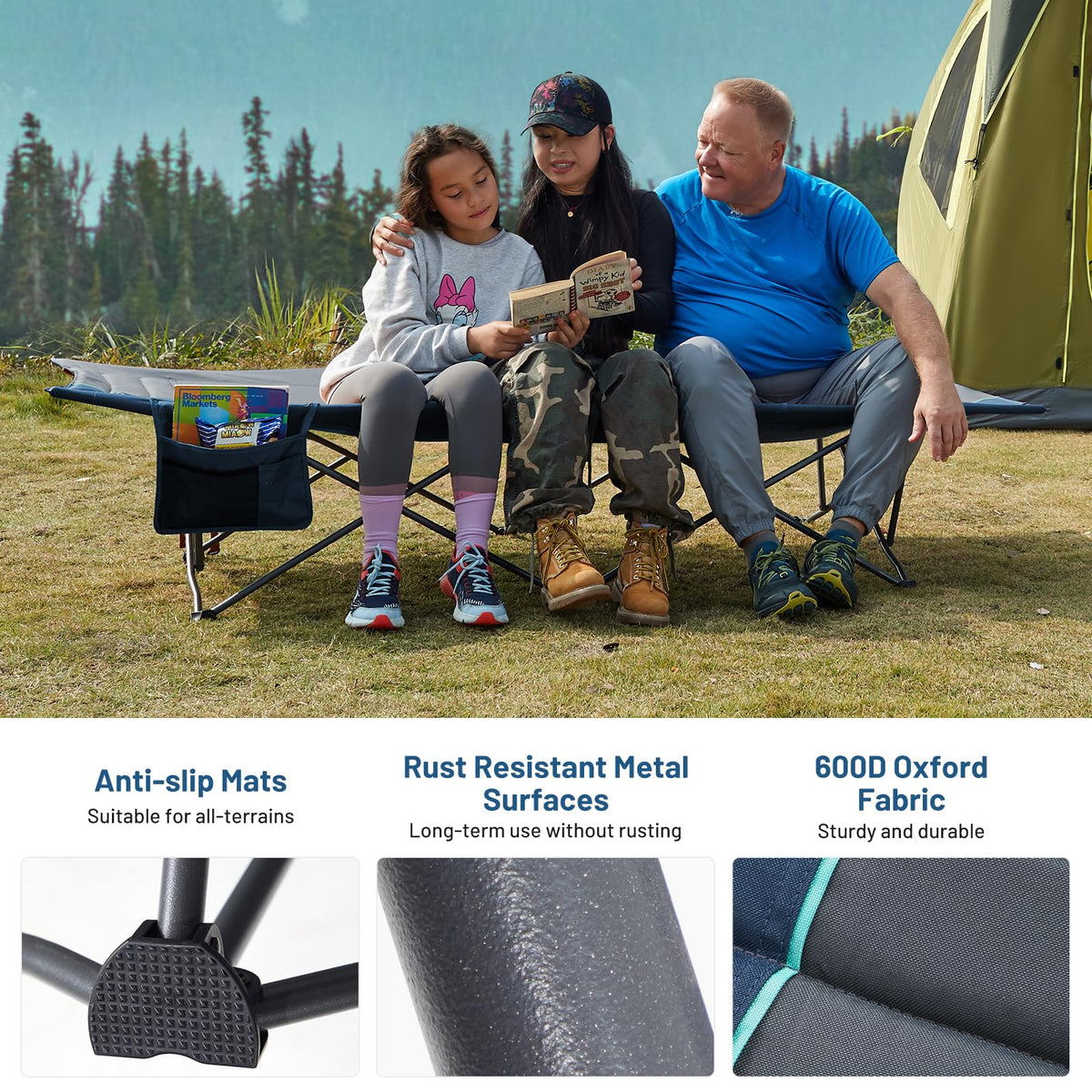 Extra Wide Heavy Duty Camping Cot with Carry Bag N319