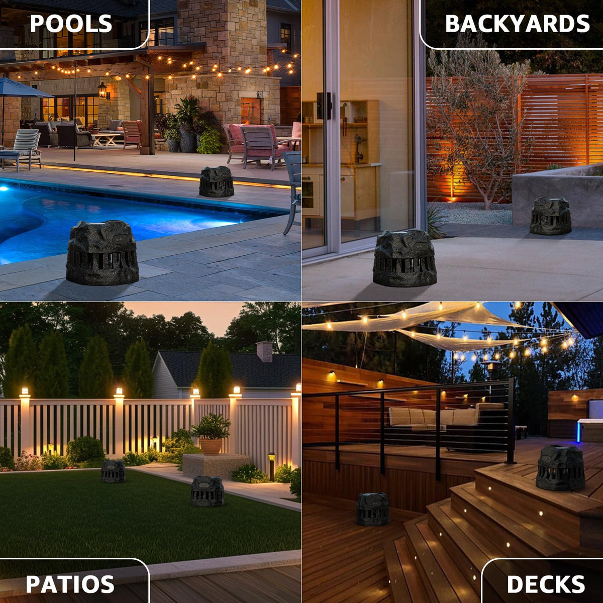 2-Pack Solar Powered Waterproof Rock Speakers A6043