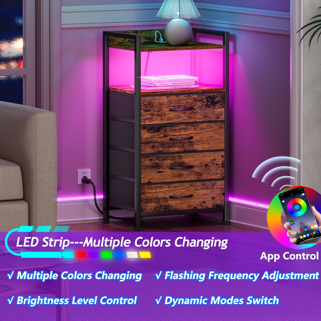 4 Drawer Night Stand with Charging Station C592
