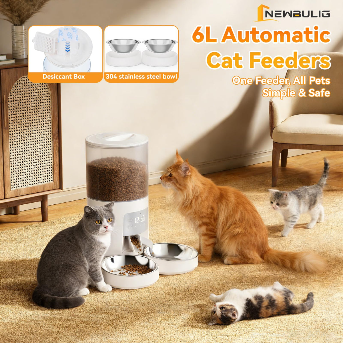 Automatic Cat Feeder 6L White T349917