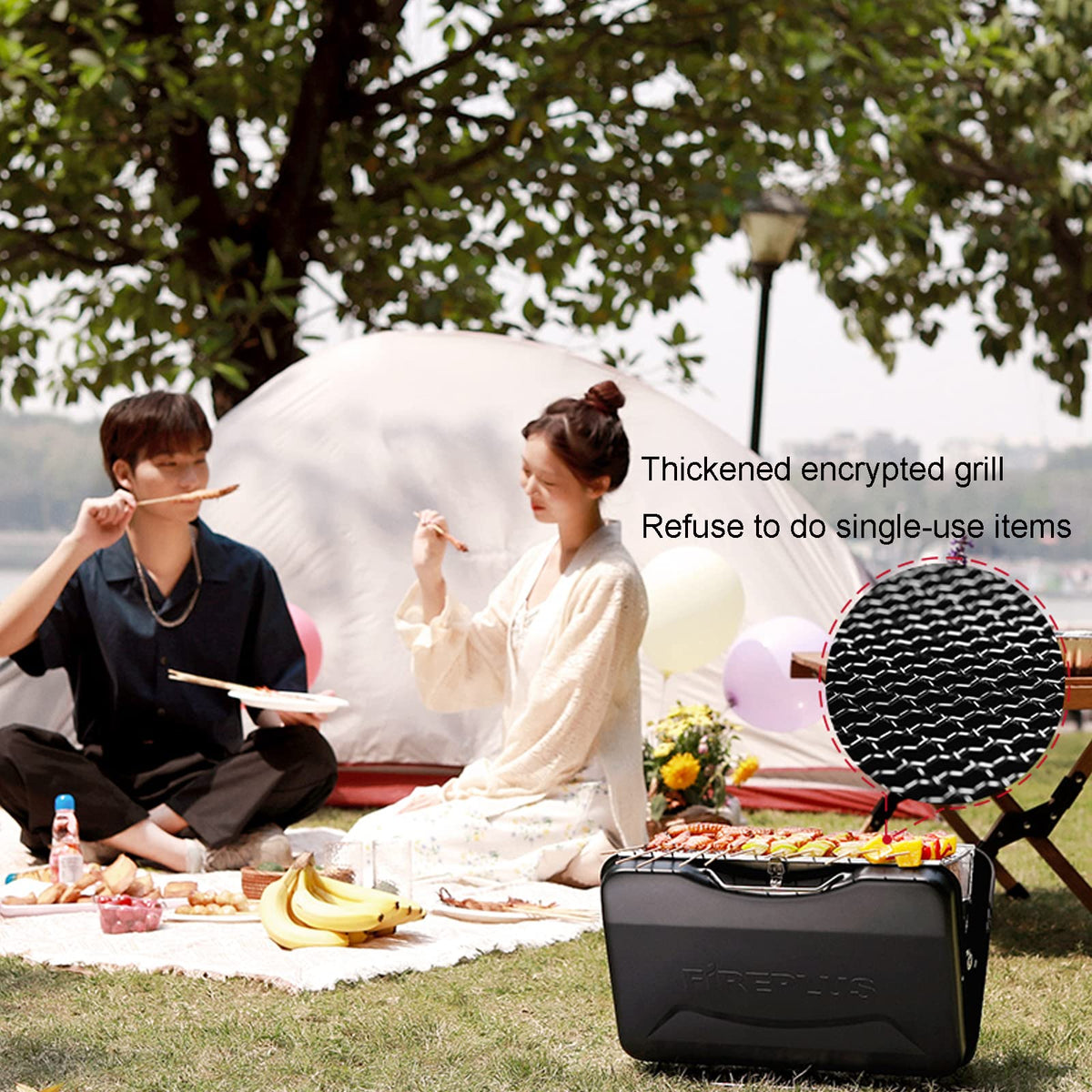 Foldable Portable Stainless Steel Charcoal BBQ Grill P907436