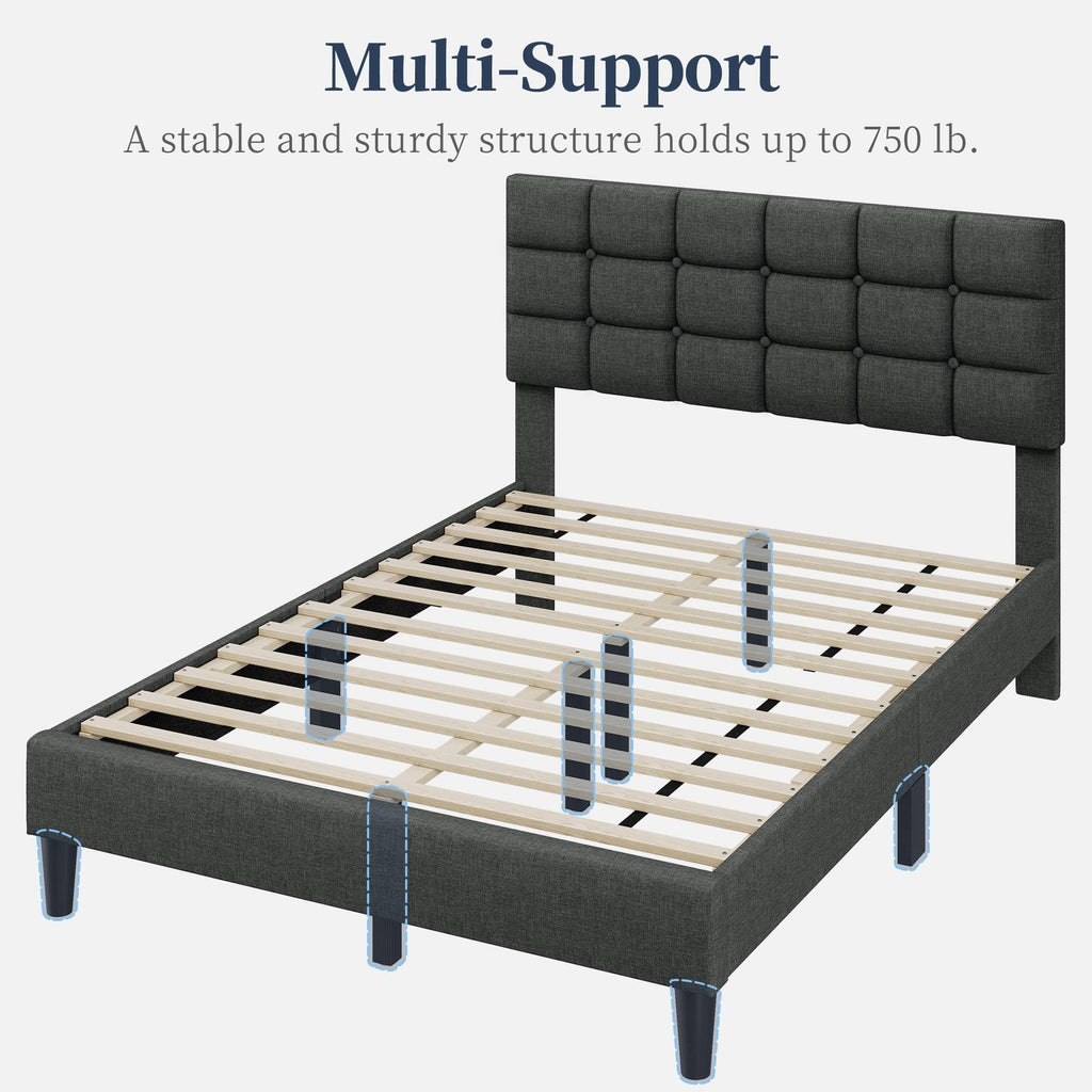 Full Size Upholstered Tufted Bed Frame with Headboard U77222