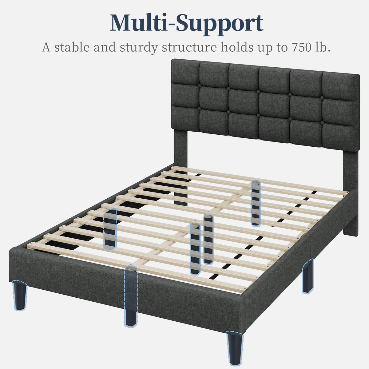Full Size Upholstered Tufted Bed Frame with Headboard U77222