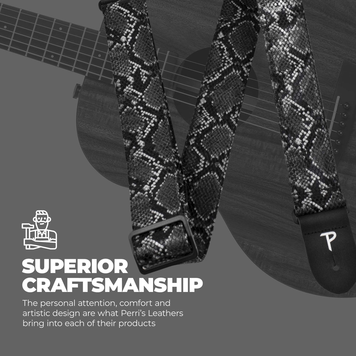 Faux Snake Skin Jacquard Patterned Non-Slip Guitar Strap B19562