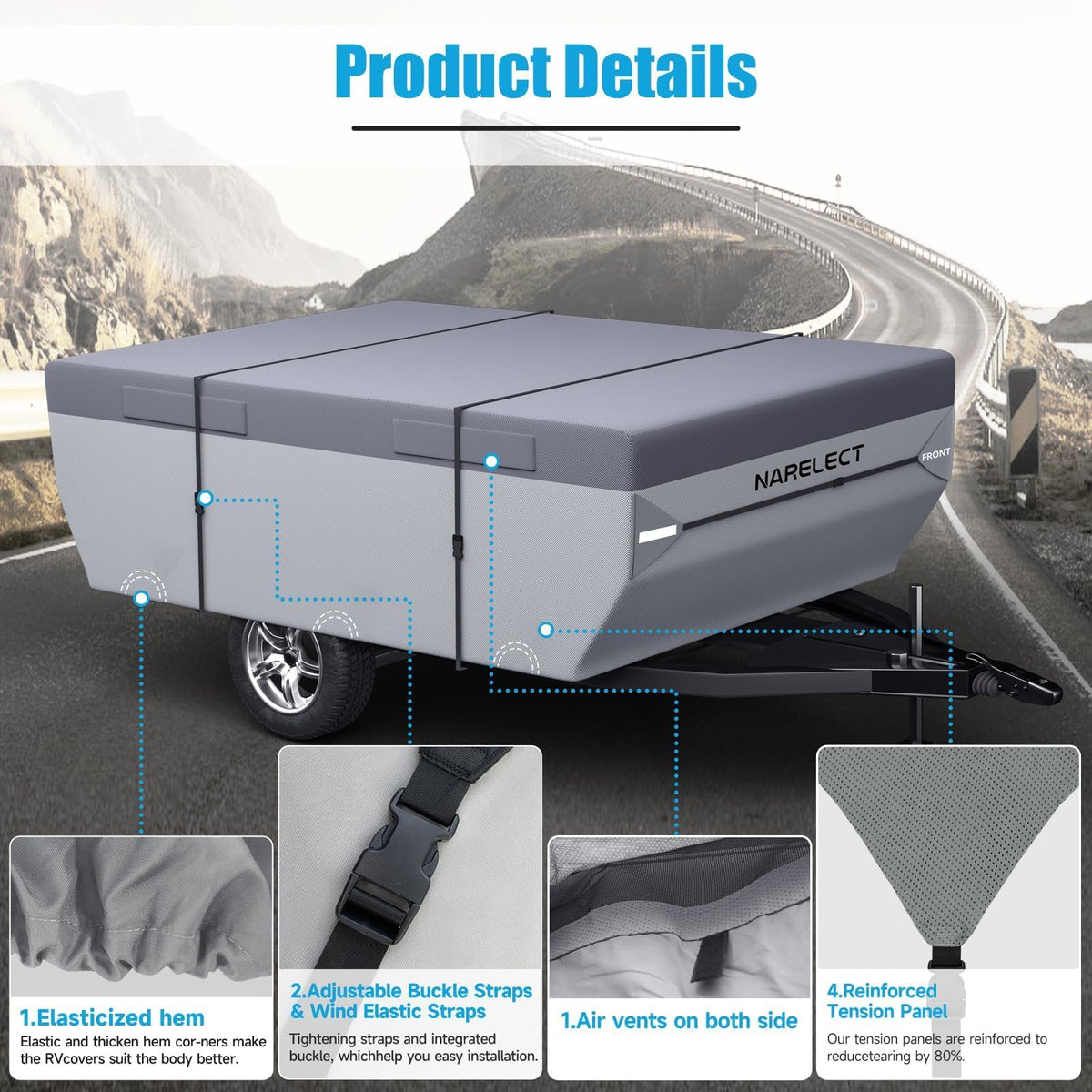 14'-16' 7 Layers Waterproof Anti-UV Ripstop Pop up Camper Cover N228667