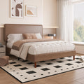 Brown Leather Full Size Platform Bed Frame J798249