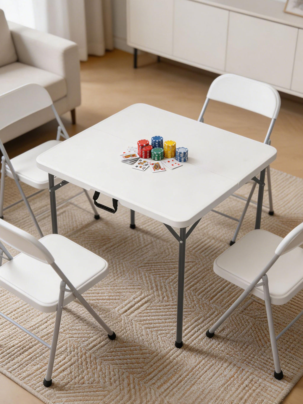 34" White Folding Card Table U895