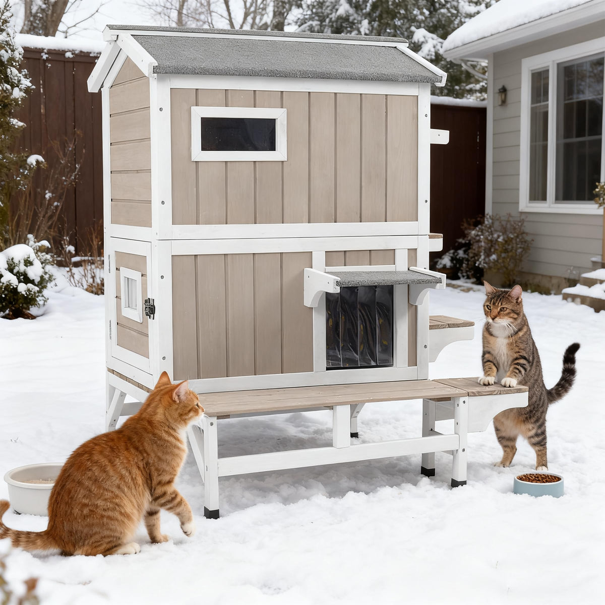 Weatherproof 2 Story Wooden Cat House X16177