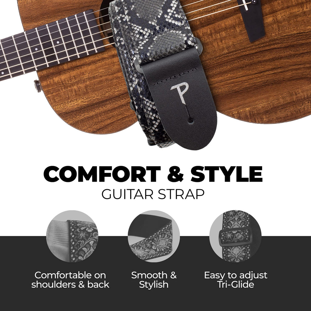 Faux Snake Skin Jacquard Patterned Non-Slip Guitar Strap B19562