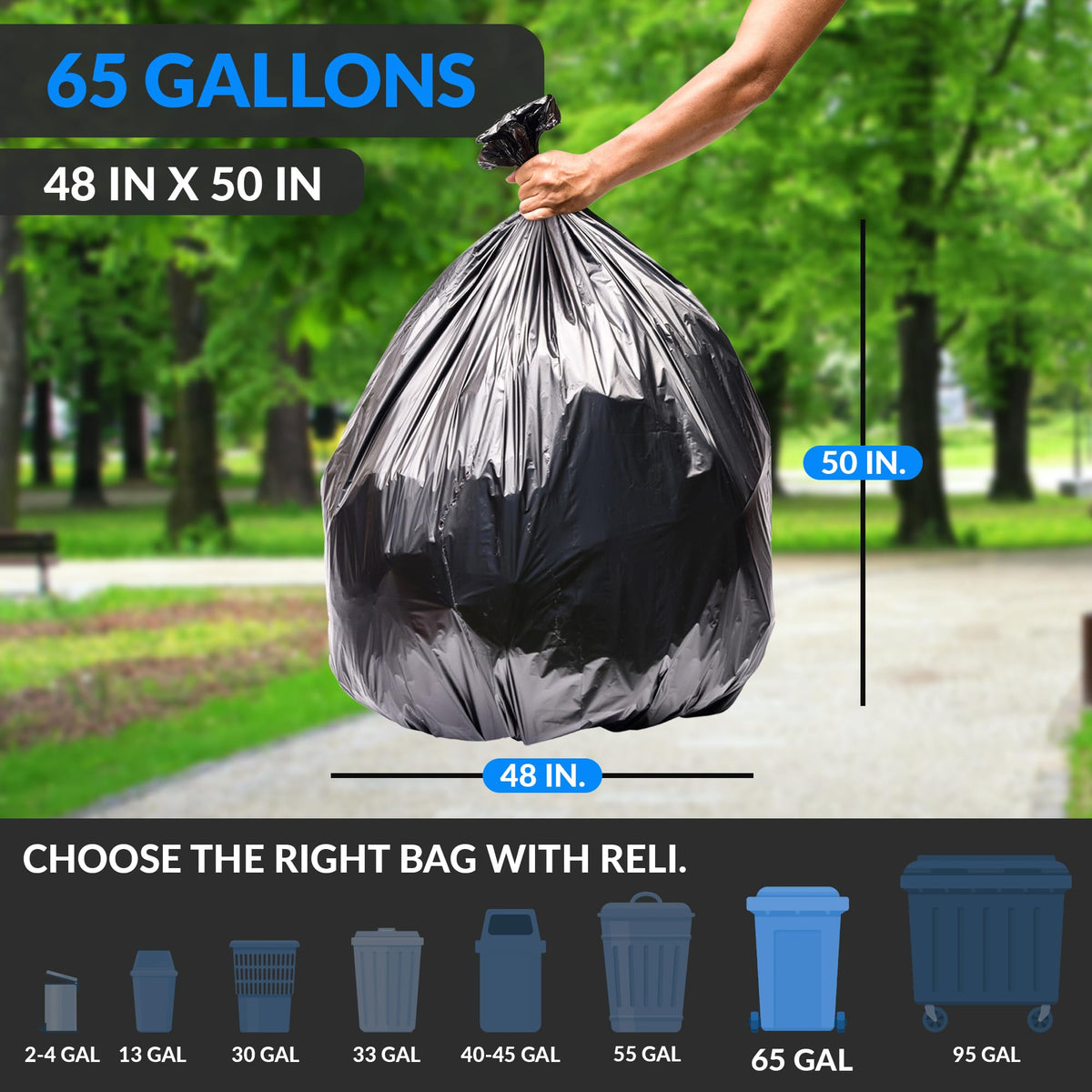 65 Gallon Heavy Duty Trash Bags G196260